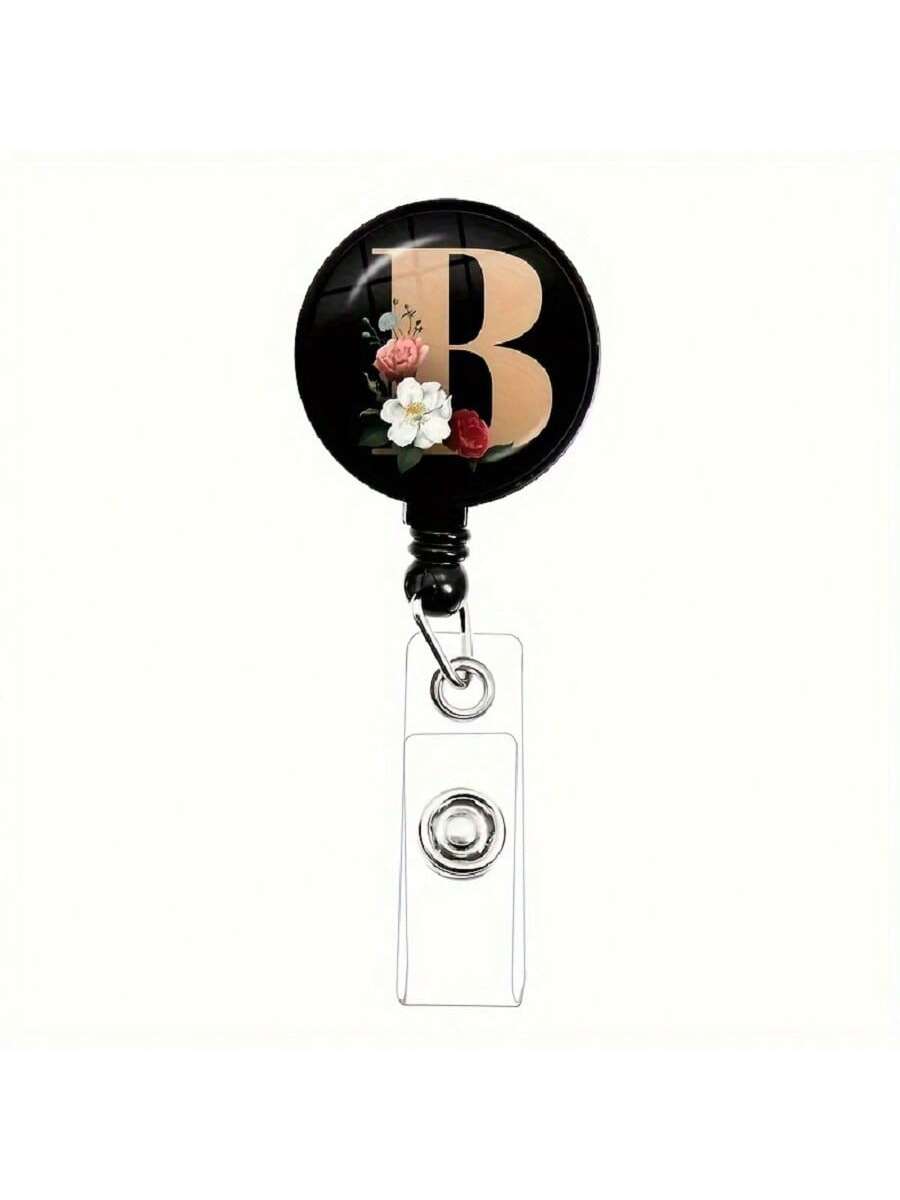 Retractable Pull Rope Letter Clip - Easy to Use, Durable, and Adjustable Accessory with Smooth Pull Back Mechanism for Quick Identification and Organization 26 letters A - Z white badge reel
