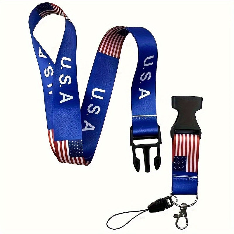 American flag breast strap mobile strap sturdy and durable double-sided thermal transfer mobile strap