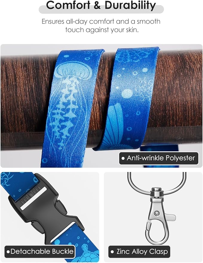 Cruise Lanyards with Ocean Creature Design, Cruise Ship Lanyards with Waterproof ID Badge Holders