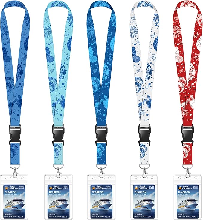 Cruise Lanyards with Ocean Creature Design, Cruise Ship Lanyards with Waterproof ID Badge Holders