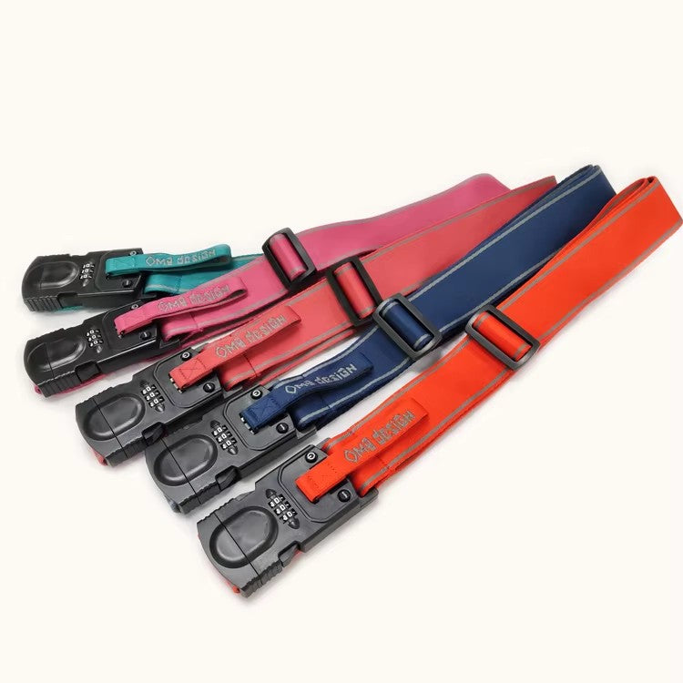 Rainbow color luggage strap with digital lock weight scale luggage strap with custom weight lift luggage strap