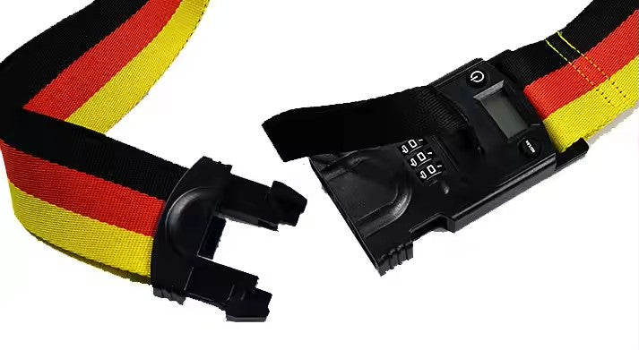 Rainbow color luggage strap with digital lock weight scale luggage strap with custom weight lift luggage strap