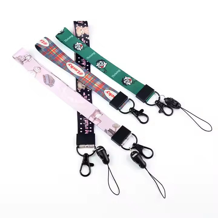 Promotional polyester lanyard sublimation polyester wrist short lanyard strap