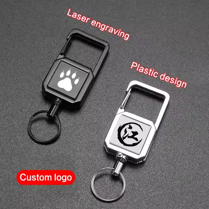 New Design Blank Carabiner Keychain Heavy Duty Badge Reel Durable Metal Retractable Badge Reel for Id Holder