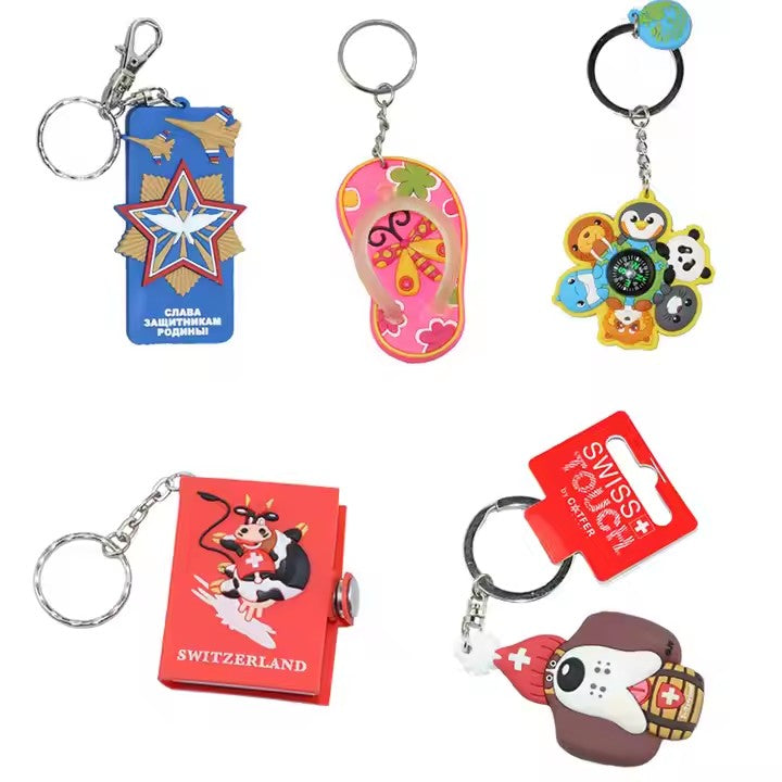 Personalized promotional gift keychain cute Christmas cartoon cartoon soft rubber polyvinyl chloride keychain customization logo 2d 3d keychain