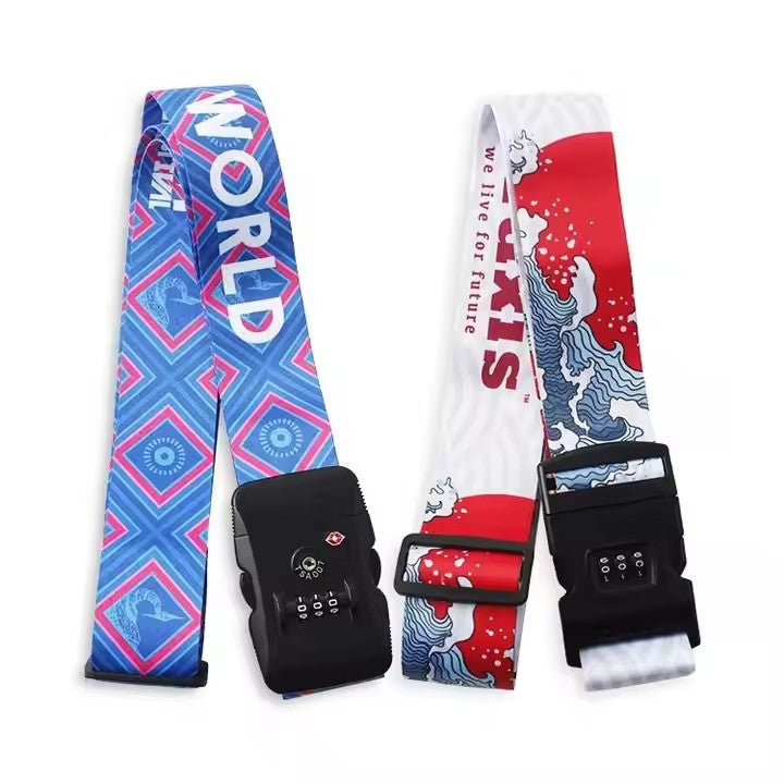 Custom logo adjustable polyester separation belt clip suitcase belt luggage belt