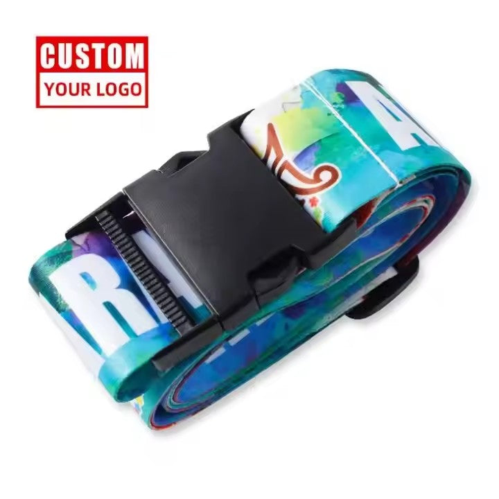 Custom logo adjustable polyester separation belt clip suitcase belt luggage belt
