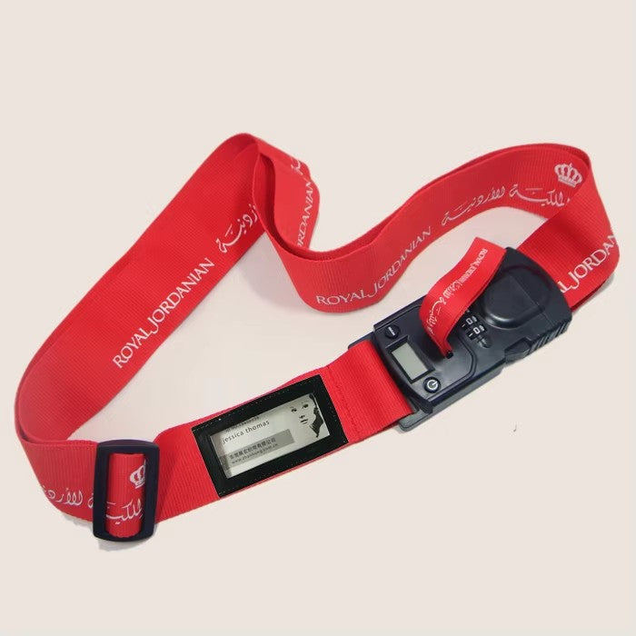 Rainbow color luggage strap with digital lock weight scale luggage strap with custom weight lift luggage strap
