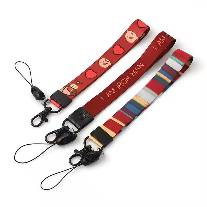 Promotional polyester lanyard sublimation polyester wrist short lanyard strap