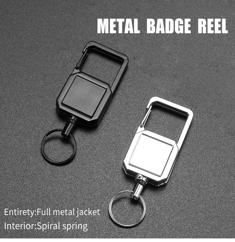 New Design Blank Carabiner Keychain Heavy Duty Badge Reel Durable Metal Retractable Badge Reel for Id Holder
