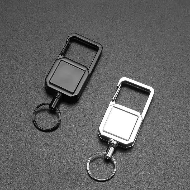 New Design Blank Carabiner Keychain Heavy Duty Badge Reel Durable Metal Retractable Badge Reel for Id Holder