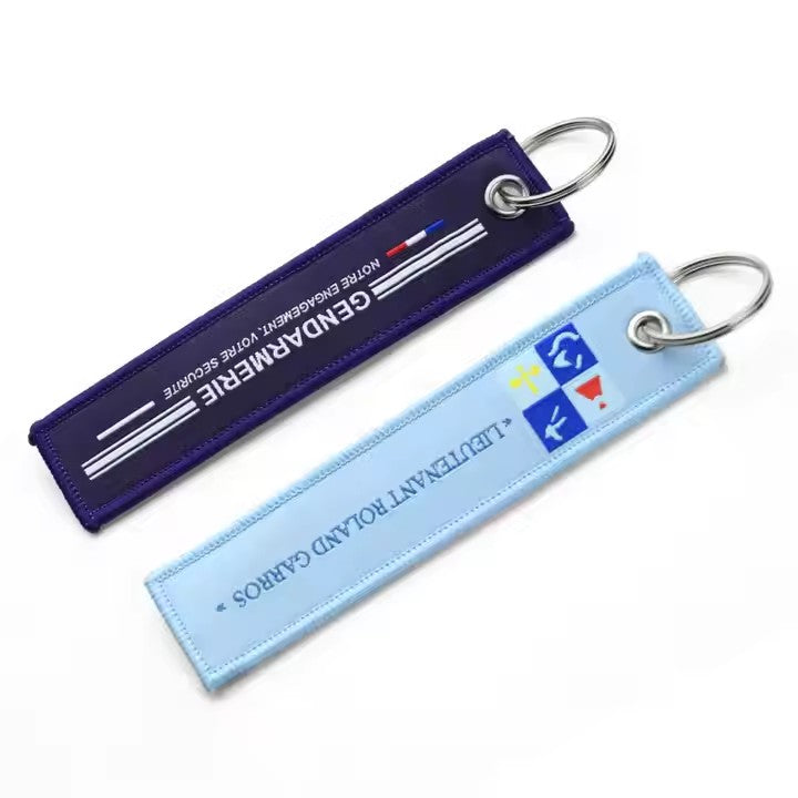 Custom Jet Tag Fabric Embroidery Keychain Lanyard Key Tag With Embroidery Unique Keychains