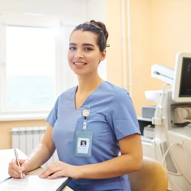 Badge reel with ID card holder