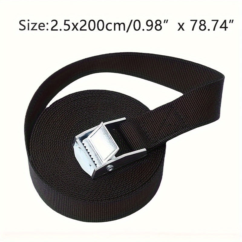 1pc Lashing Strap With CAM Buckle, 1-inch X 11-foot Zinc Alloy Press Buckle Strap, Cargo And Baggage Strap 1m/2m/3m/4m*25mm Black Tie Down Strap Strong Ratchet Belt Luggage Bag Cargo Lashing With Metal Buckle