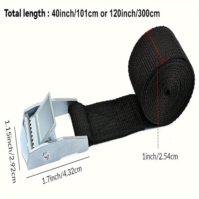 1pc Lashing Strap With CAM Buckle, 1-inch X 11-foot Zinc Alloy Press Buckle Strap, Cargo And Baggage Strap 1m/2m/3m/4m*25mm Black Tie Down Strap Strong Ratchet Belt Luggage Bag Cargo Lashing With Metal Buckle