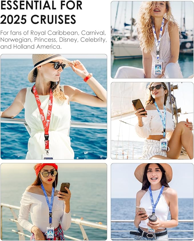Cruise Lanyards with Ocean Creature Design, Cruise Ship Lanyards with Waterproof ID Badge Holders