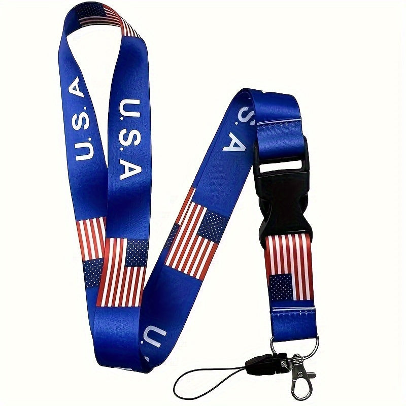 American flag breast strap mobile strap sturdy and durable double-sided thermal transfer mobile strap