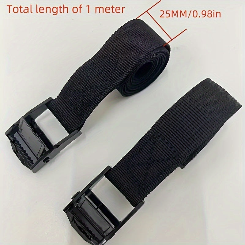 1pc Lashing Strap With CAM Buckle, 1-inch X 11-foot Zinc Alloy Press Buckle Strap, Cargo And Baggage Strap 1m/2m/3m/4m*25mm Black Tie Down Strap Strong Ratchet Belt Luggage Bag Cargo Lashing With Metal Buckle