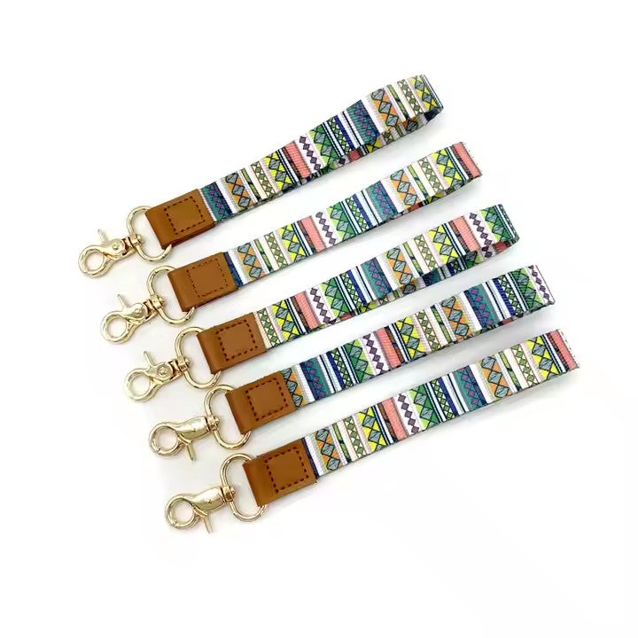 Embroidered High Quality Short Wrist Cotton Lanyard With Metal Hook Full Colour Factory Cheap Price Anime Lanyards