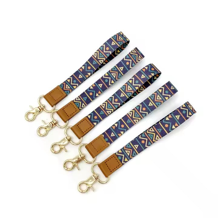 Embroidered High Quality Short Wrist Cotton Lanyard With Metal Hook Full Colour Factory Cheap Price Anime Lanyards