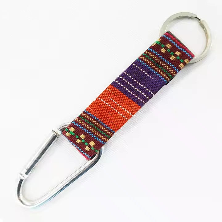 Wholesale Custom Short Lanyard Woven Key Chain Carabiner Short Strap Lanyard