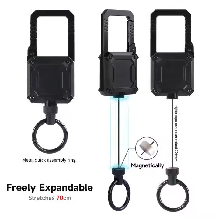 Heavy Duty Metal Carabiner KeyChain Retractable Badge Reel With ID Card Holder Retractable Badge Reel Motorcycle Keychain