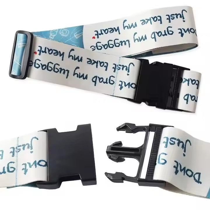 Custom logo adjustable polyester separation belt clip suitcase belt luggage belt