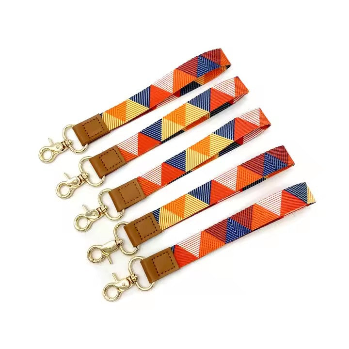 Embroidered High Quality Short Wrist Cotton Lanyard With Metal Hook Full Colour Factory Cheap Price Anime Lanyards