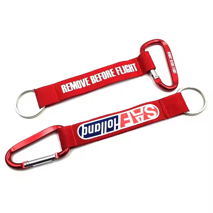 Wholesale Custom Short Lanyard Woven Key Chain Carabiner Short Strap Lanyard