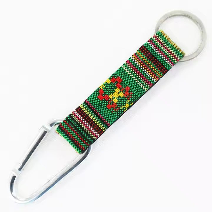 Wholesale Custom Short Lanyard Woven Key Chain Carabiner Short Strap Lanyard