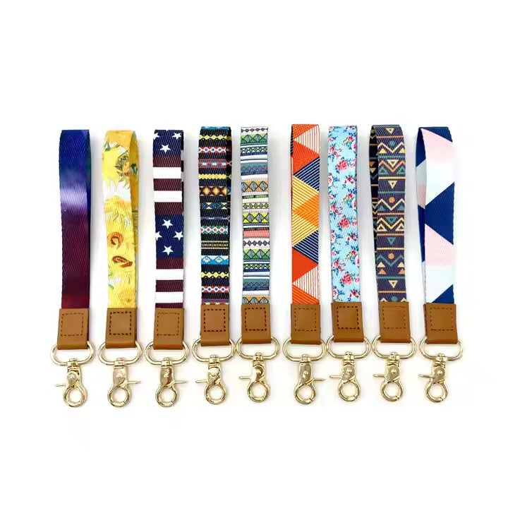 Embroidered High Quality Short Wrist Cotton Lanyard With Metal Hook Full Colour Factory Cheap Price Anime Lanyards